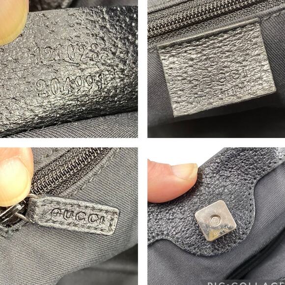 Gucci GG Monogram Eclipse Tote Bag Cloth Canvas Leather Trim Black Y2K Purse - Picture 9 of 16